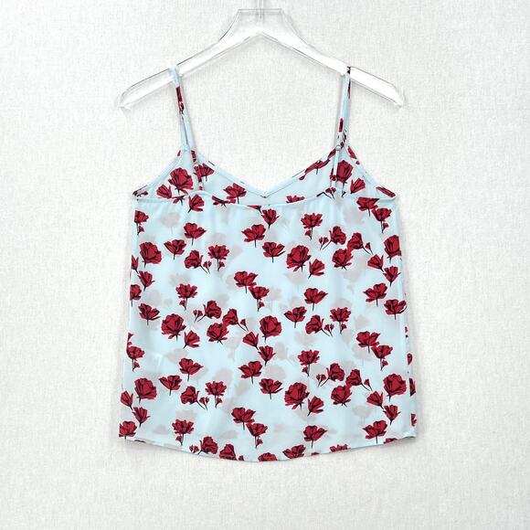 EQUIPMENT Layla Floral Print Silk Cami Tank Womens XS Blue Red Spaghetti Strap - Picture 8 of 16